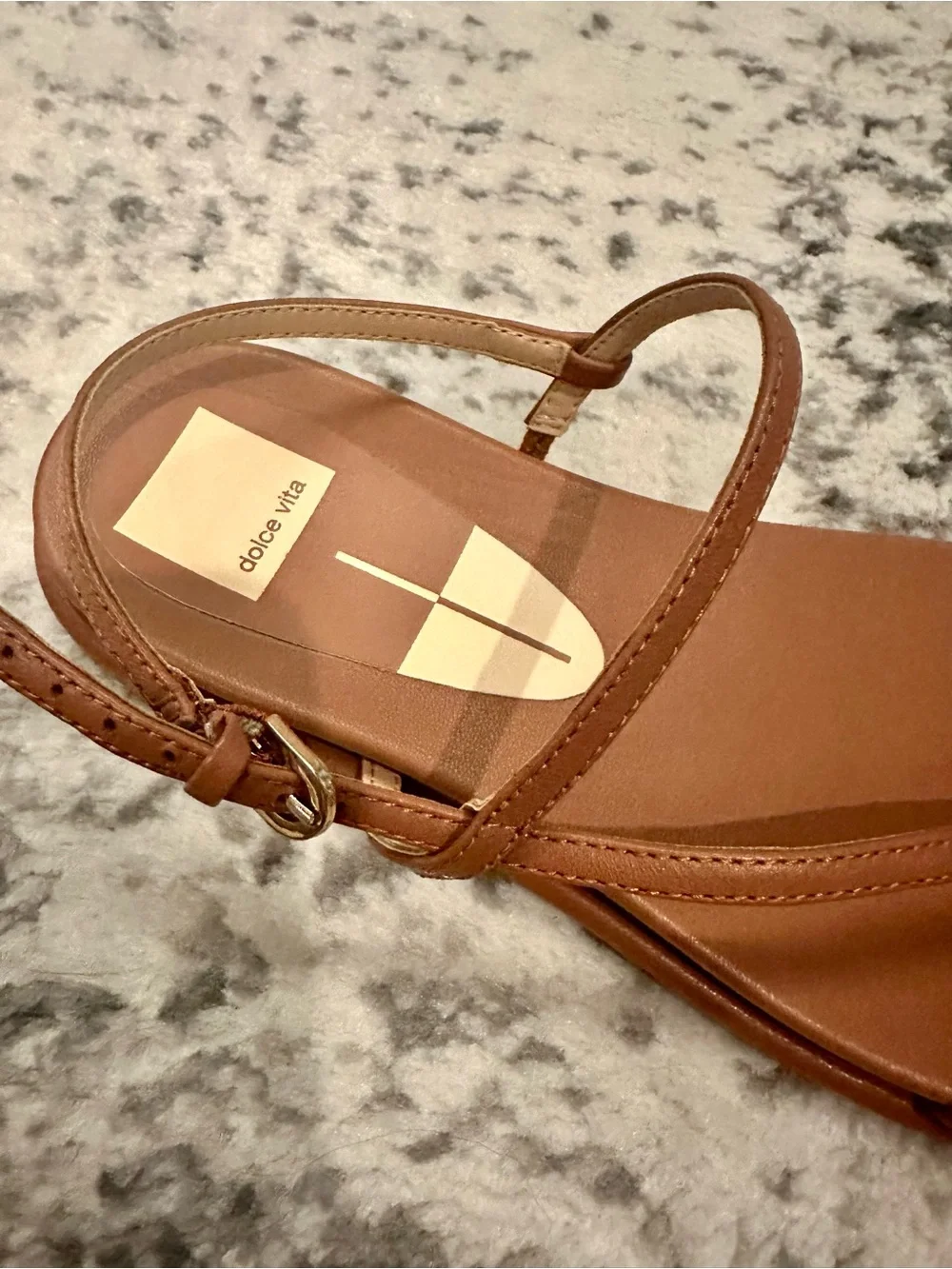 Dolce Vita Tan Leather Minimalist T-Strap Sandals